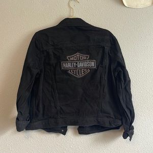 HARLEY DAVIDSON Women’s Black Denim Jacket {Size XL}